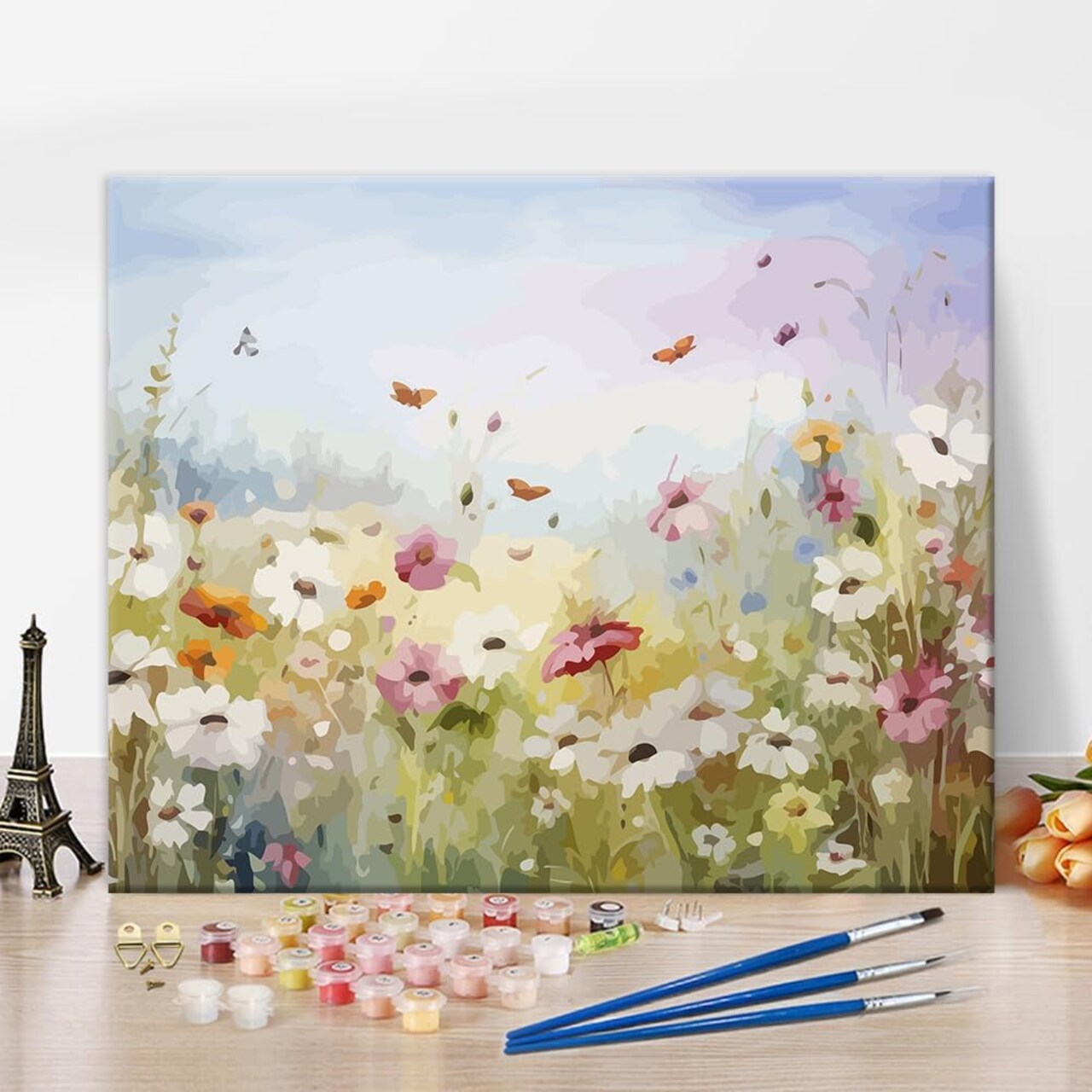 Paint by Numbers Kit for Adults, Wild Flower DIY Paint by Numbers, Meadow with Diverse Flowers Art Paint by Numbers Kit for Adults Canvas Acrylic Painting Arts and Craft 16x20 Inch Abstract Flower